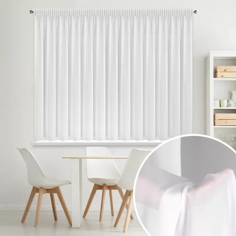 Firana biała matowa z tkaniny szyfonowej 400x160 cm taśma DEBRA