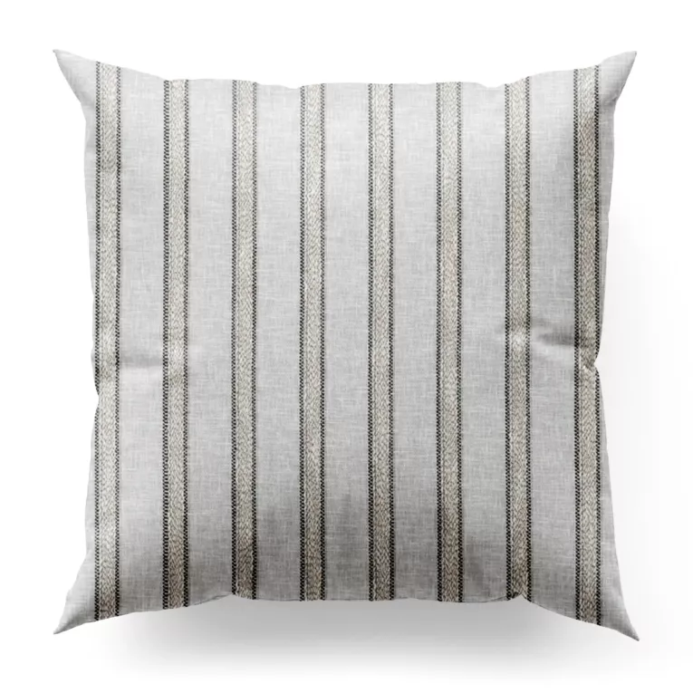 Poszewka szyta naturalna z etaminy przeplatanej pasami, w stylu eko