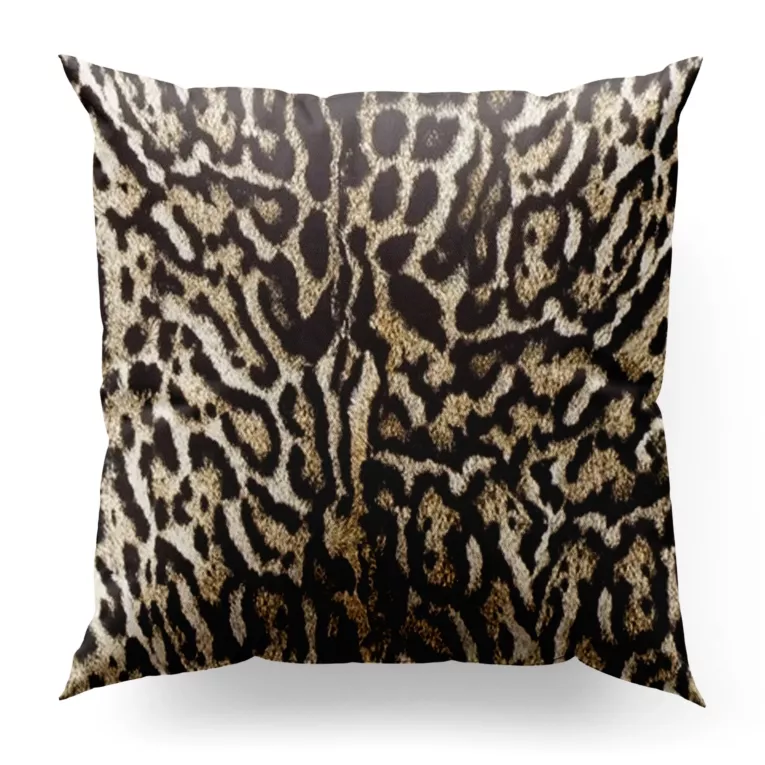 Poszewka szyta LEOPARD beżowo czarna z grubej welwetowej tkaniny w modny zwierzęcy wzór Italissima Eva Minge