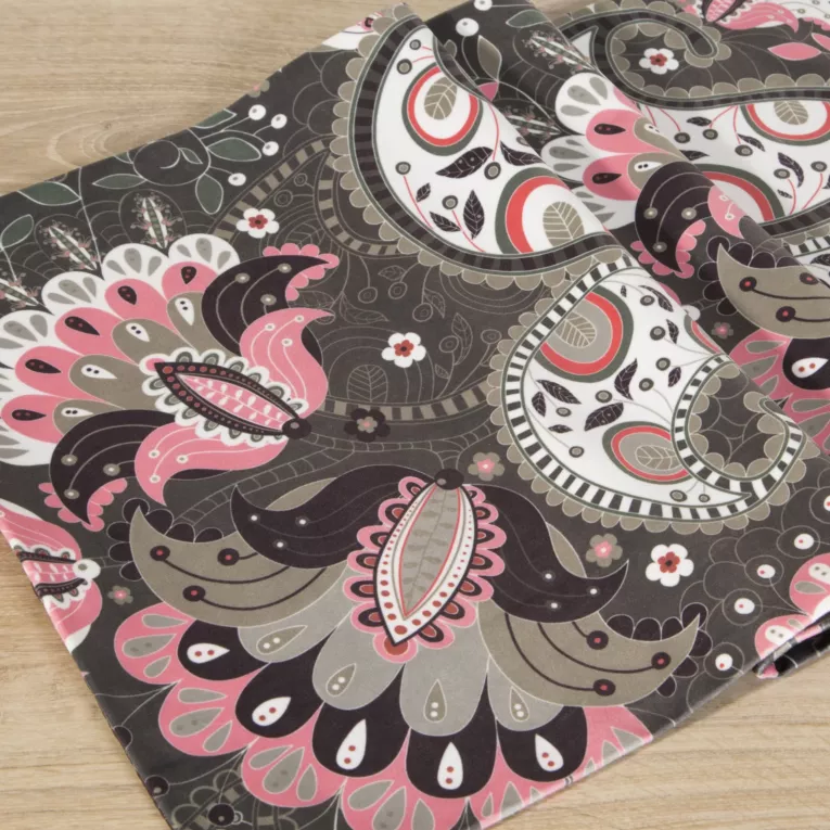 Bieżnik welwetowy z kwiatowym nadrukiem