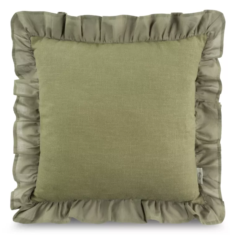 TERRA COLLECTION Poszewka lniana MONTENEGRO z bawełnianą falbanką