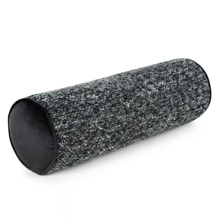 Poduszka dekoracyjna wałek 45 x 15 cm z grubej nici szenilowej stalowa BARI