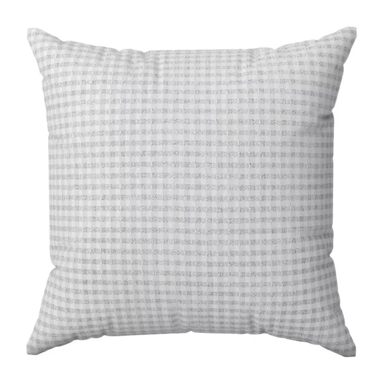 Poszewka szyta FLAVIO srebrna z dwustronnej tkaniny, deseń w krateczkę z dodatkiem srebrnej nici