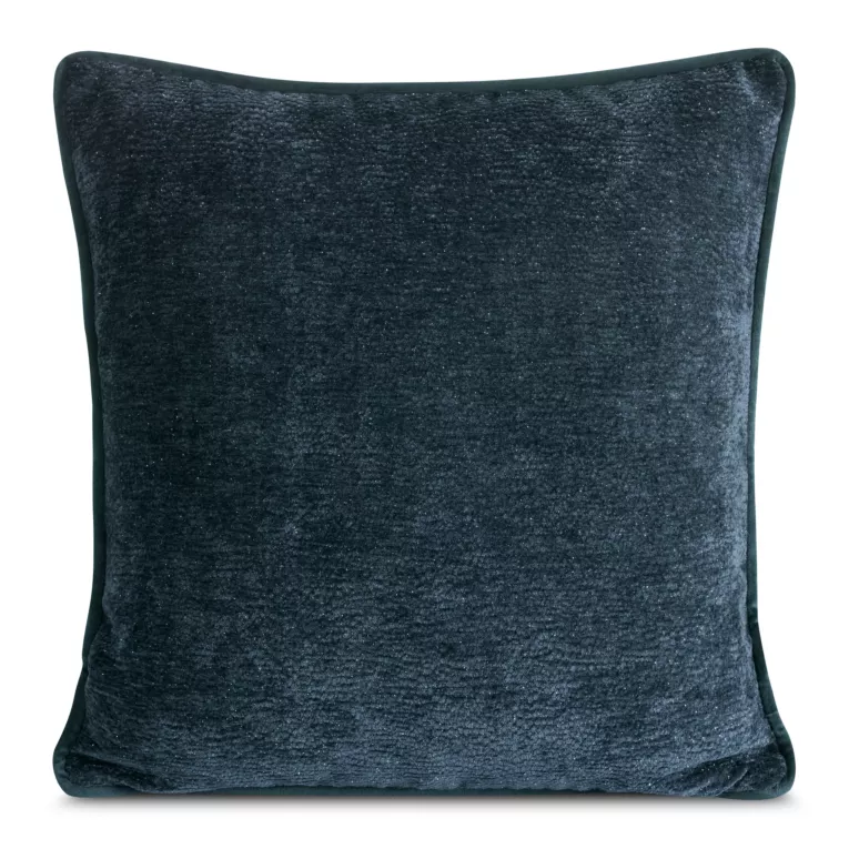 Poszewka na poduszkę 45x45 cm granatowa z szenilowej tkaniny z wypustką na brzegach KLARA 01