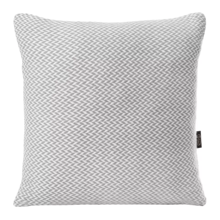 Poszewka na poduszkę 45x45 cm stalowo, biała z drobnym wzorem jodełki AKRYL 5