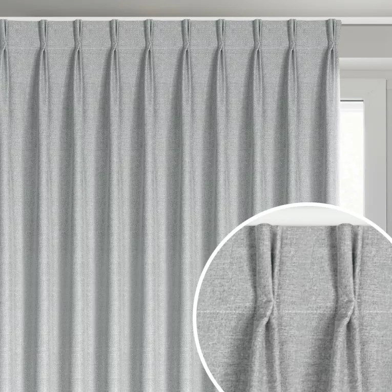 Zasłona srebrna z 100% zaciemniającej tkaniny typu blackout 125x270 cm (wymiar podany na gotowo) system flex - NELISA