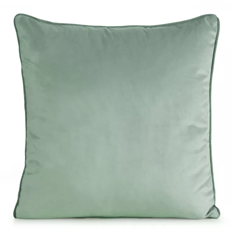 Poszewka na poduszkę 45x45 cm welwetowa kolor ciemnomiętowy o delikatnym połysku z ozdobną lamówką GAJA 2