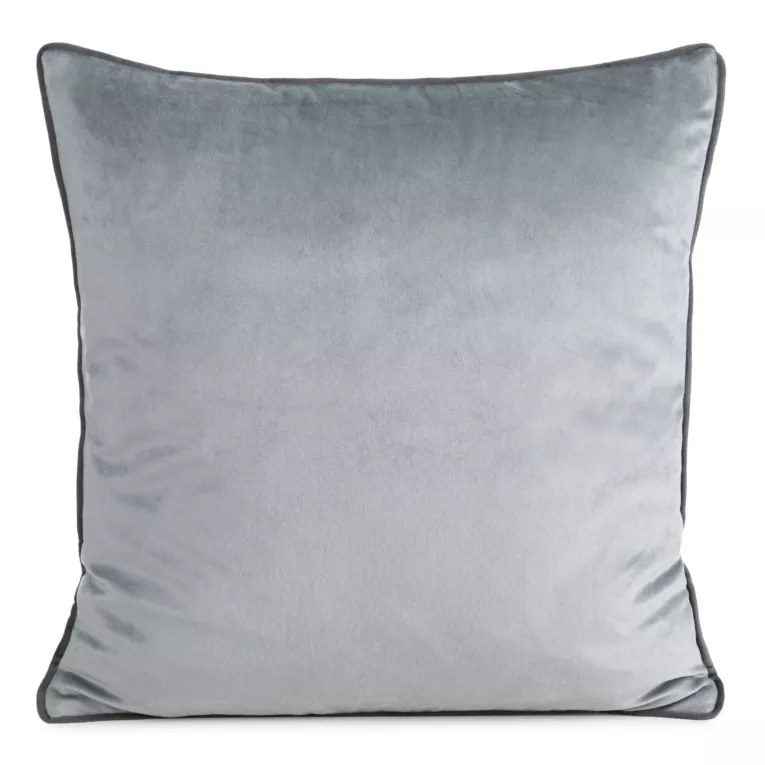Poszewka na poduszkę 60x60 cm welwetowa kolor srebrny o delikatnym połysku z ozdobną lamówką GAJA 2