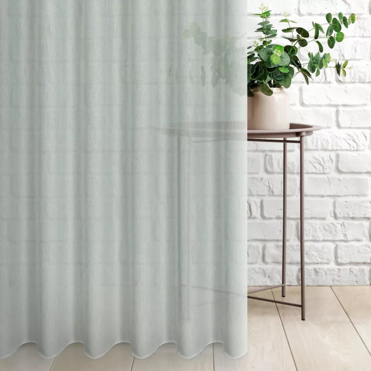 Tkanina firanowa, gęsto tkana siatka, matowa, w stylu eko, wykończona obciążnikiem