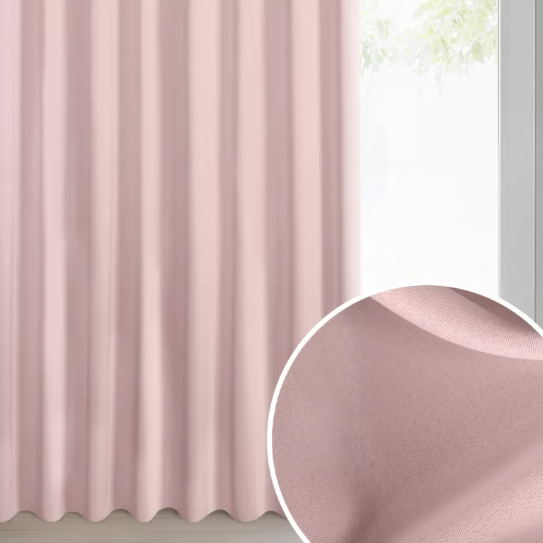 Zasłona pudrowo różowa zaciemniająca 140x300 cm taśma imitująca flex - MILAN