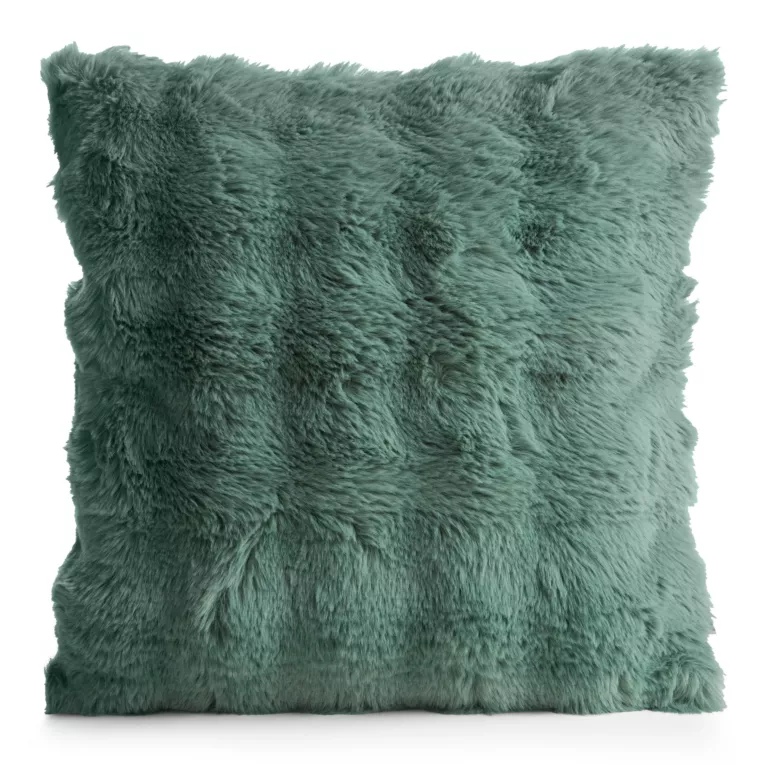 Poszewka na poduszkę 45x45 cm z futerka kolor szałwiowy zdobiona efektem 3D LILY