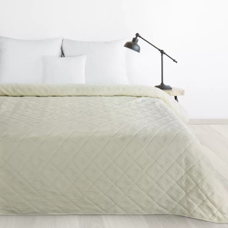 Narzuta kremowa 200x220 cm z geometrycznym wzorem wykonana techniką hot press ALARA 6 Design 91