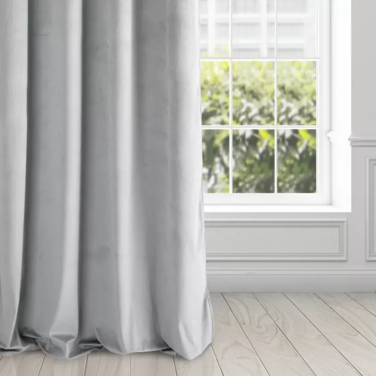 Zasłona welwetowa jasnoszara gładka 140x250 cm przelotka - PIERRE