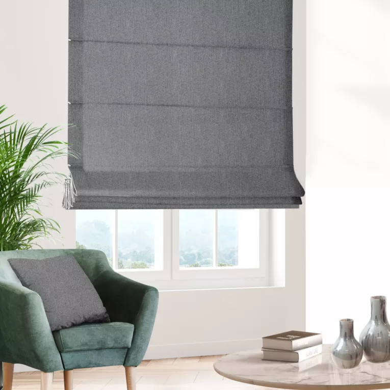 Roleta rzymska niebieska z miękkiej tkaniny z efektem melanżu