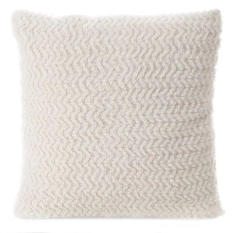 Poszewka na poduszkę 45x45 cm kremowa z miękkiej tkaniny z dodatkiem błyszczącej nici LARIS