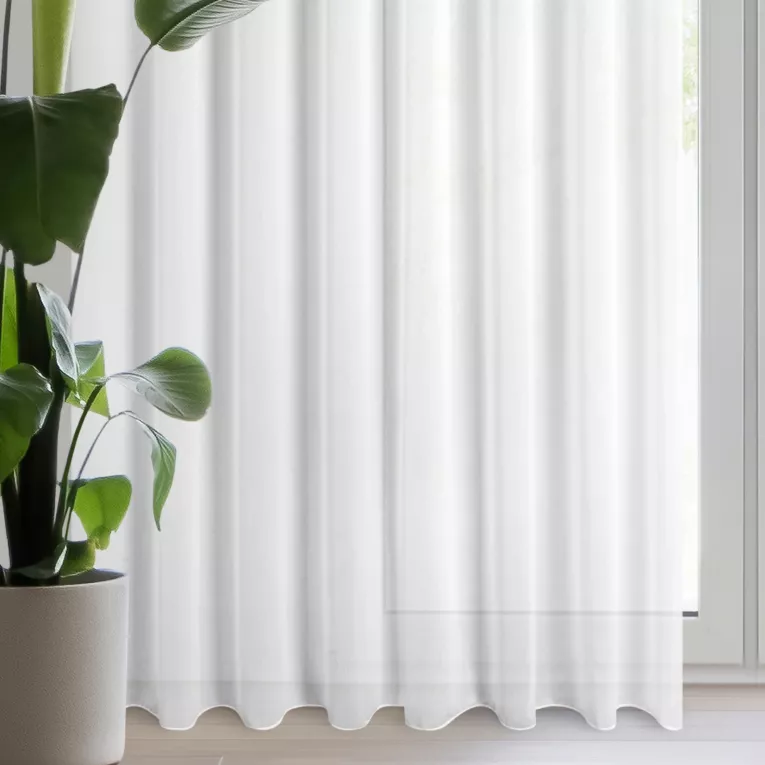 Firana biała z gładkiej matowej tkaniny 300x250 cm przelotka TIRSA