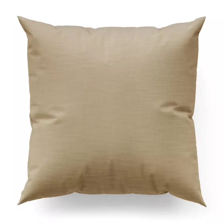 Poszewka szyta ciemnokremowa z miękkiej tkaniny o naturalnym splocie w stylu ekologicznym