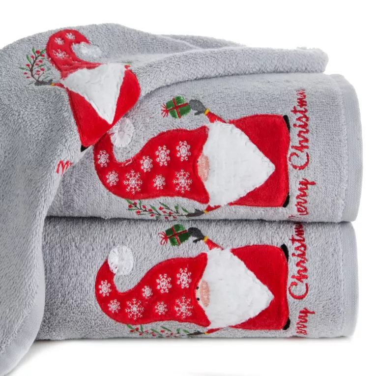 Ręcznik kąpielowy świąteczny 70x140 cm bawełniany kolor srebrny 450 g/m2 SANTA