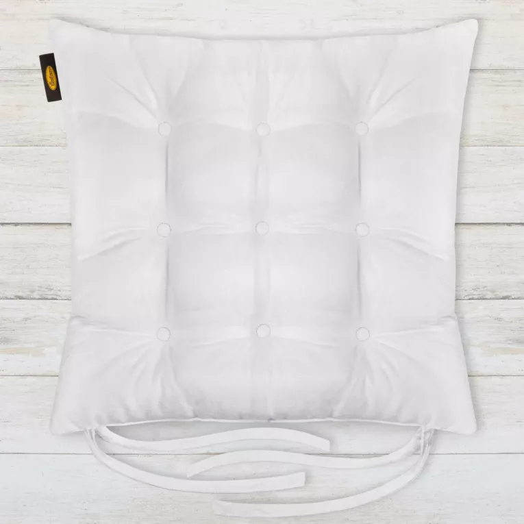 Poduszka na krzesło dwustronna 40 x 40 x 6 cm welurowa biała z dziewięcioma pikowaniami ADORE