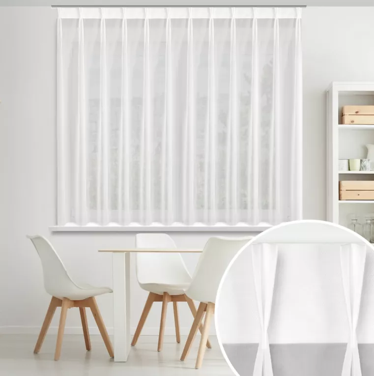 Firana biała z gładkiego woalu 230x170 cm (wymiar podany na gotowo) system flex - LUCY