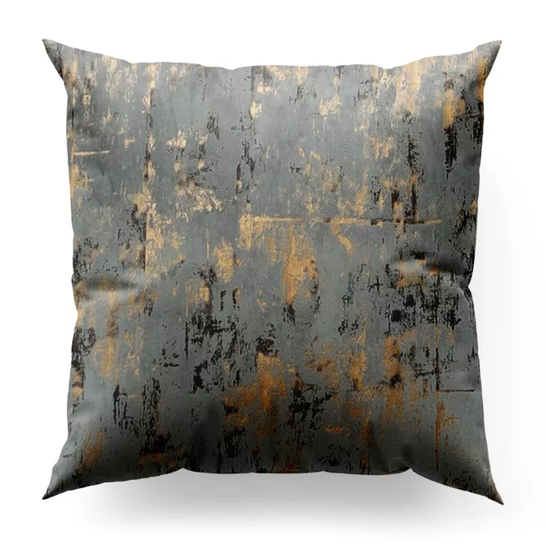 Poszewka szyta srebrno złocista z tkaniny welwetowej zdobionej połyskującym drukiem