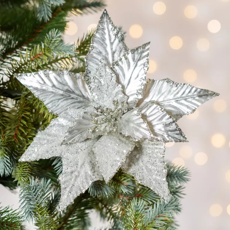 Świąteczny kwiat dekoracyjny z welwetu