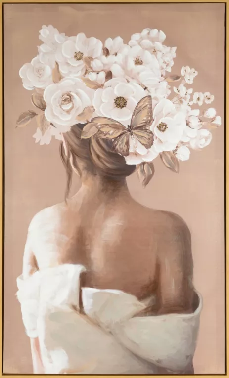 Obraz EMMA 2 kobieta w nakryciu głowy z kwiatów ręcznie malowany na płótnie