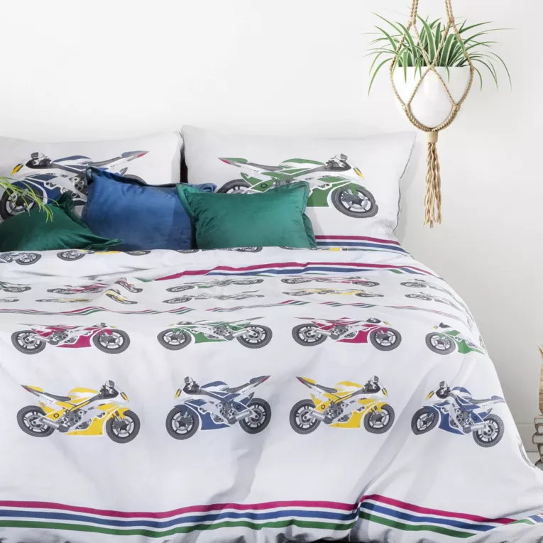 DESIGN 91 Komplet pościeli HONDA z bawełny  z motywem motorów