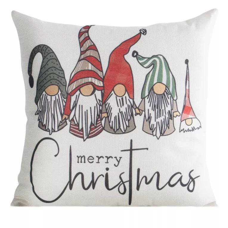 Poszewka na poduszkę świąteczna 45x45 cm z widocznym splotem i uroczym motywem skrzatów