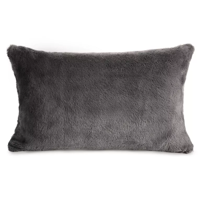 Poszewka na poduszkę 30x50 cm stalowa z miękkiej futrzanej tkaniny NINA