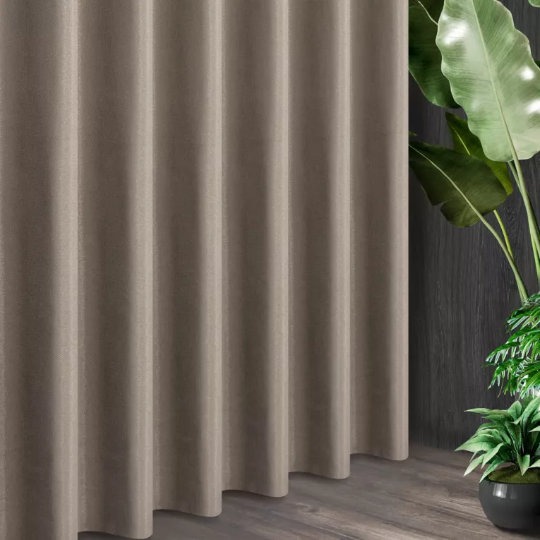 Tkanina zasłonowa z ozdobnym splotem i dodatkiem błyszczącej nici