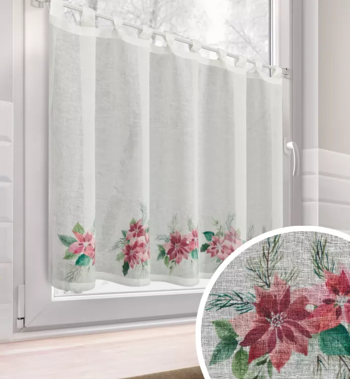 Zazdrostka świąteczna biało, czerwona zdobiona nadrukiem gwiazd betlejemskich 150x90 cm szelki - XSMAS 3