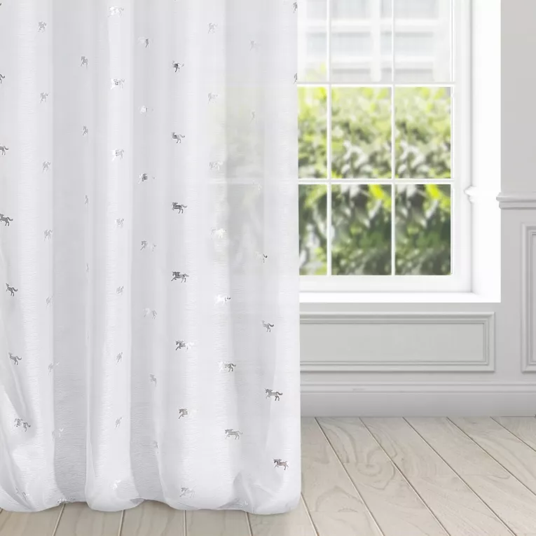 Firana UNICORN z nadrukiem srebrnych jednorożców