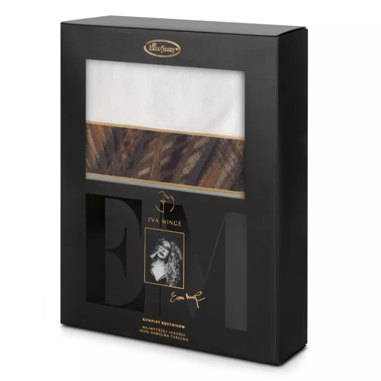 Zestaw ręczników bawełnianych na prezent 3 szt kolor biały, brązowy 500 g/m2 Eva Minge 11