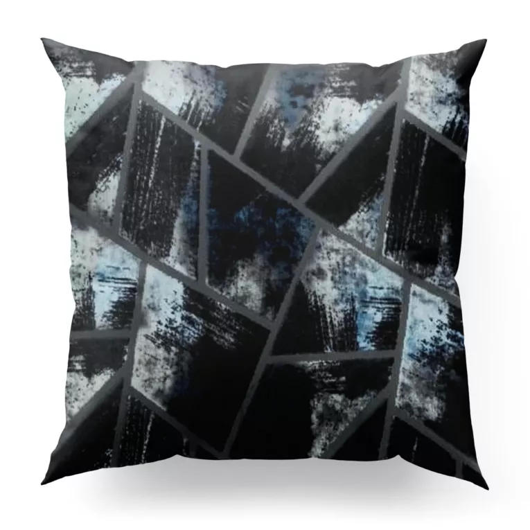 Poszewka szyta grafitowo szara z tkaniny welwetowej w geometryczny wzór