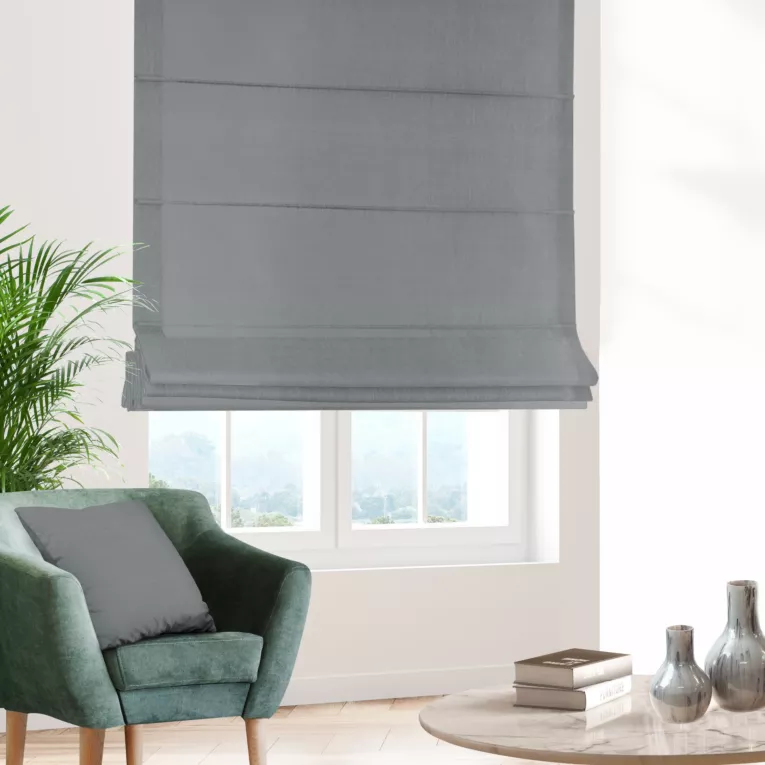 Roleta rzymska platynowa z jednokolorowej gładkiej tkaniny