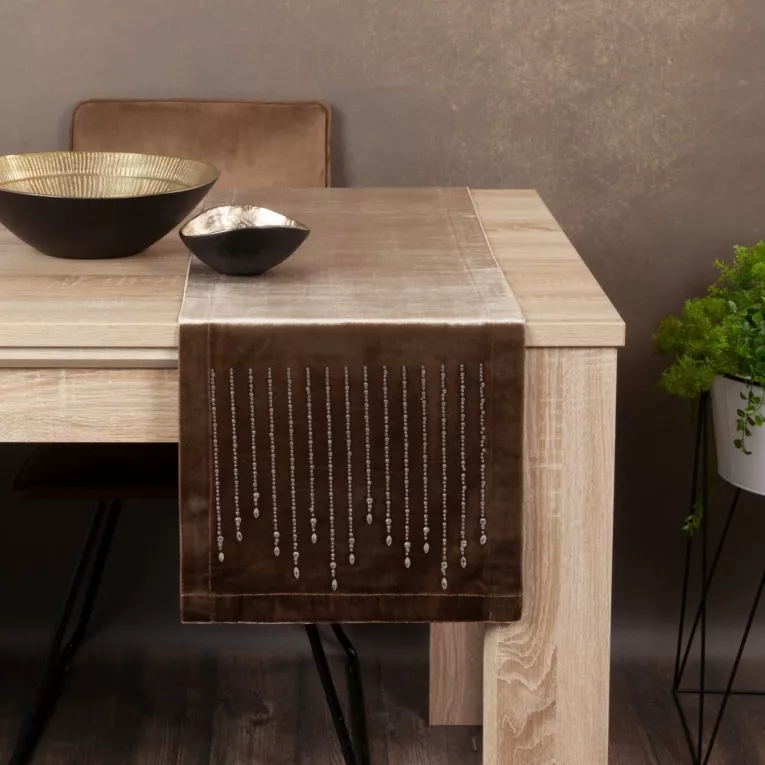 Bieżnik ROYAL 3 z lśniącego welwetu z cyrkoniami