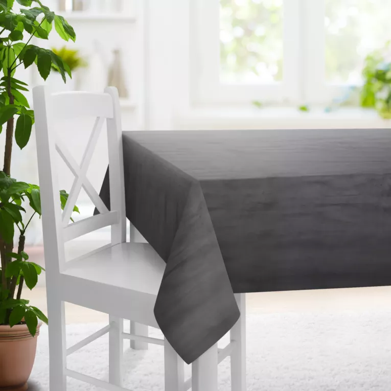 Obrus szyty popielaty z miękkiej półmatowej tkaniny welwetowej