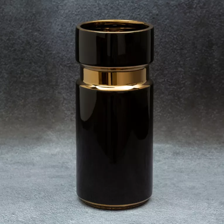 Wazon ceramiczny o nowoczesnym kształcie czarno-złoty