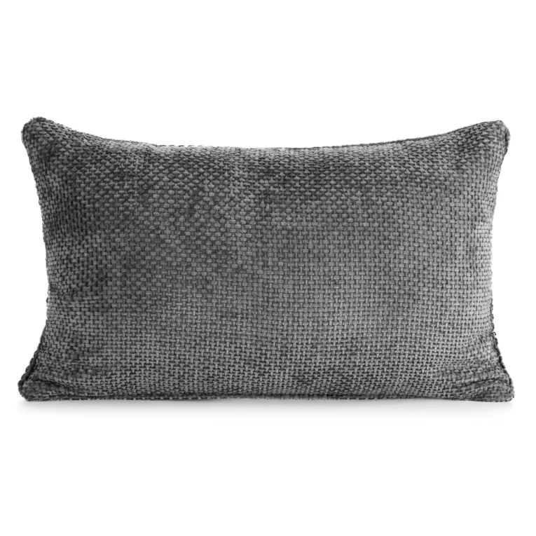 Poszewka na poduszkę 30x50 cm szenilowa z ozdobnym splotem stalowa SZENIL 6