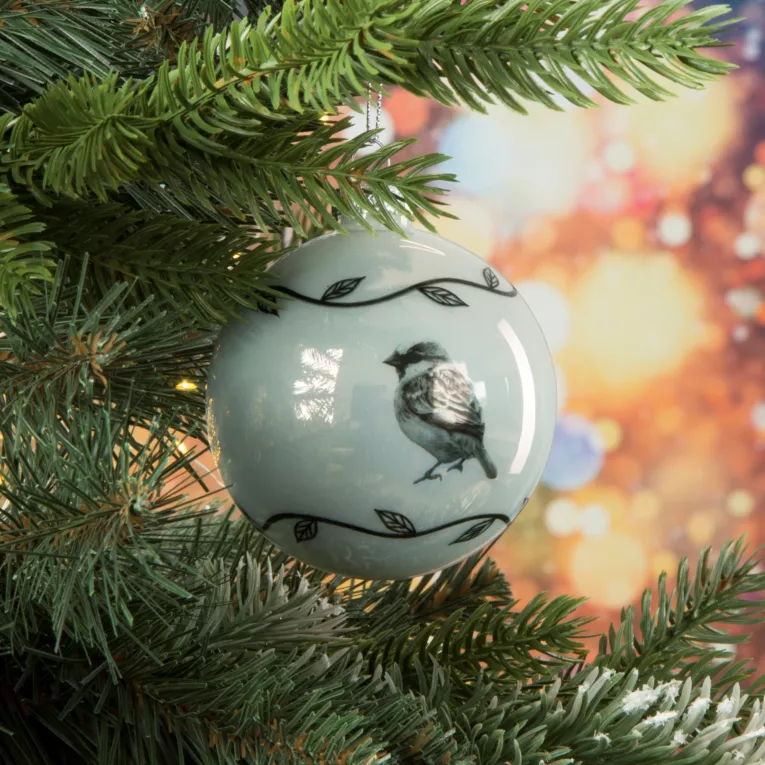 Szklana bombka choinkowa ręcznie zdobiona