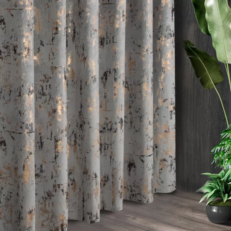 Tkanina zasłonowa welwet z nowoczesnym przecieranym nadrukiem