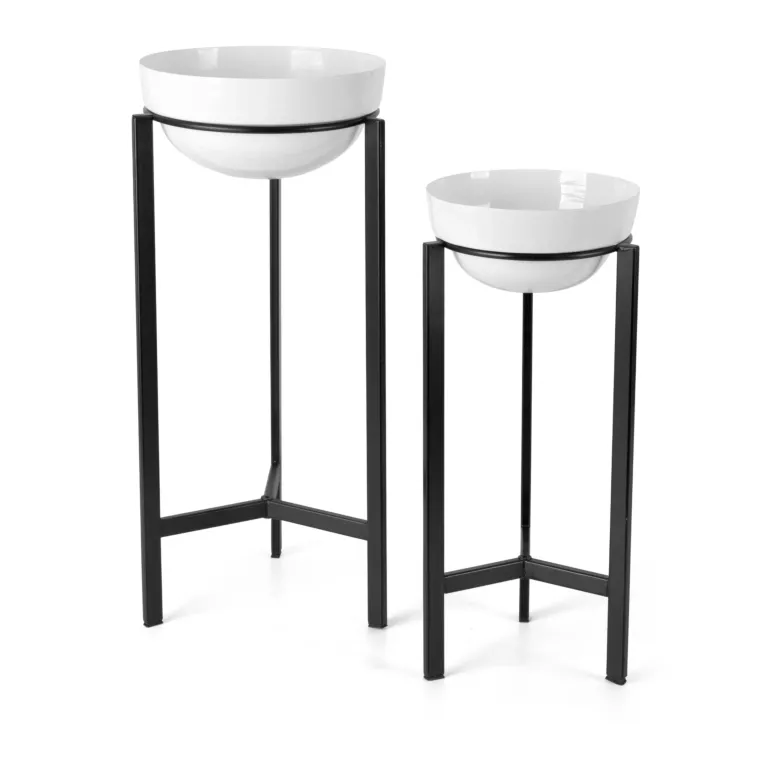 Komplet 2 szt metalowych osłonek na donicę na stojakach