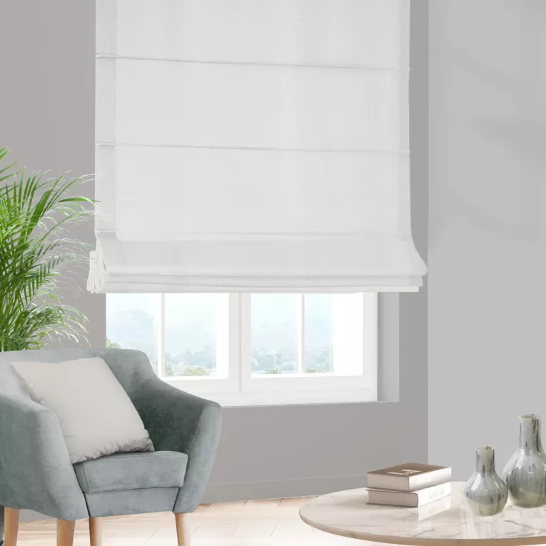 Roleta rzymska naturalna z miękkiej tkaniny o naturalnym splocie w stylu ekologicznym