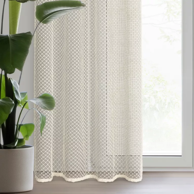 Firana beżowa z siateczki niewymagająca prasowania 140x250 cm przelotka ELA