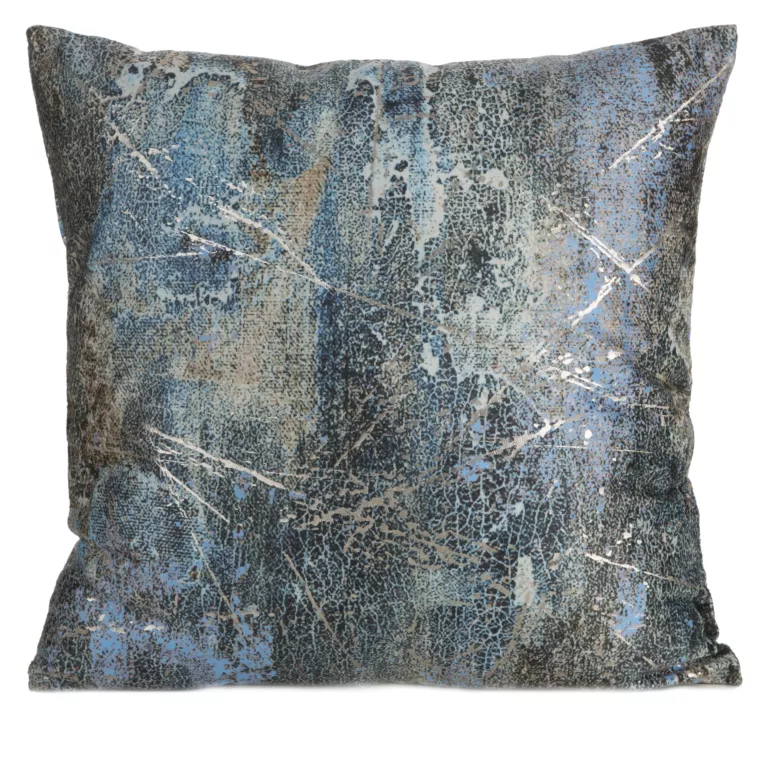 Poszewka na poduszkę 45x45 cm welwetowa turkusowa zdobiona metalicznym wzorem ESTER