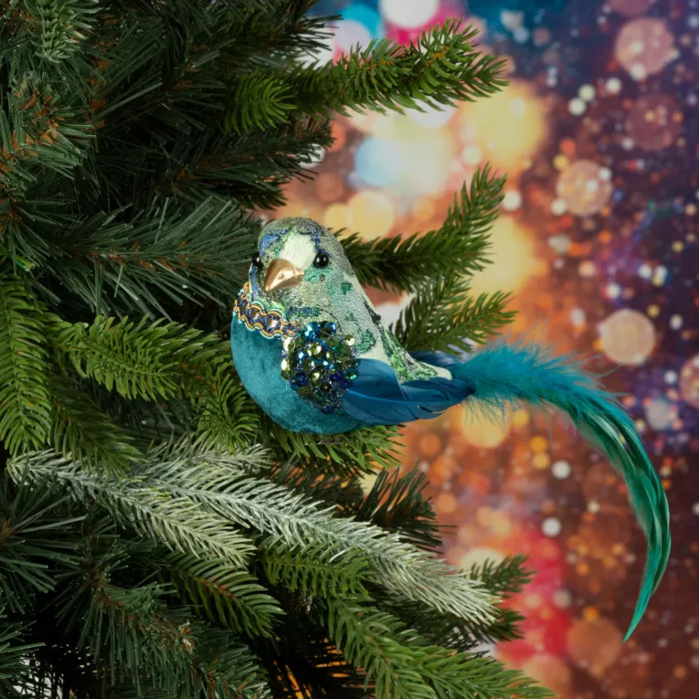 Ozdoba choinkowa PTAK z welwetu zdobiony błyszczącymi cekinami