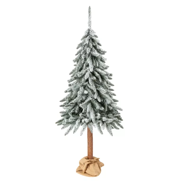 Sztuczna choinka dekoracyjna na pniu ośnieżona