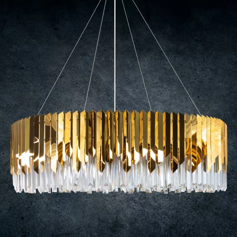 Lampa sufitowa wisząca EMILY złota z kryształowymi zawieszkami