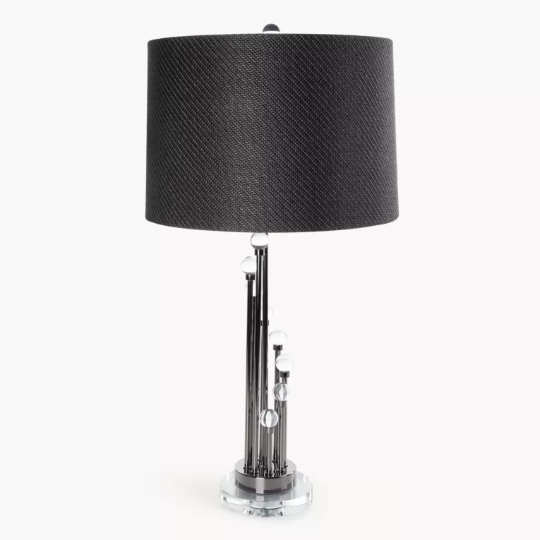 Lampa stołowa do pokoju czarna ISLA zdobiona kryształkami